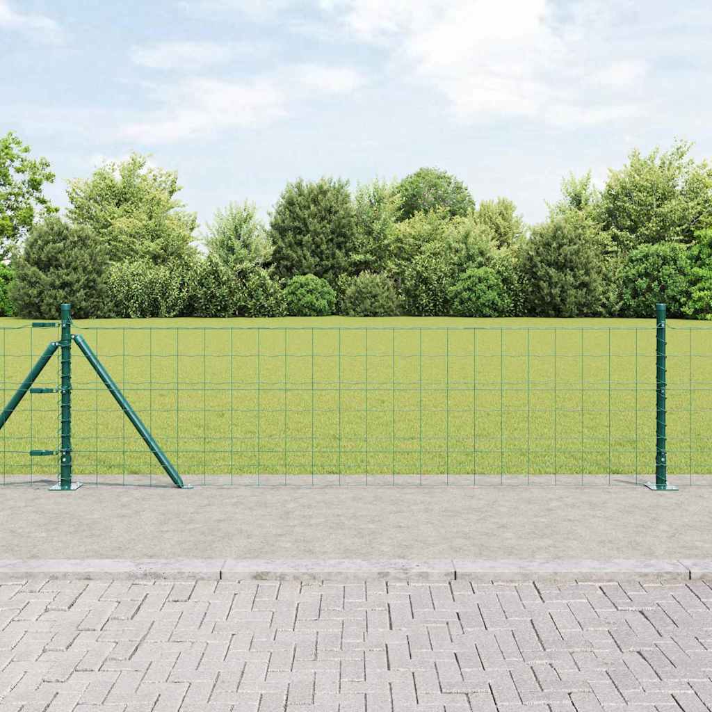 Zaun mit Pfosten Grün 0,4 x 50 m Stahl und PVC