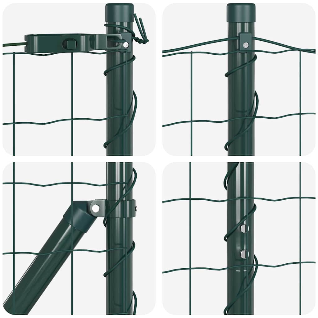 vidaXL Zaun mit Pfosten Grün 1,6 x 10 m Stahl und PVC