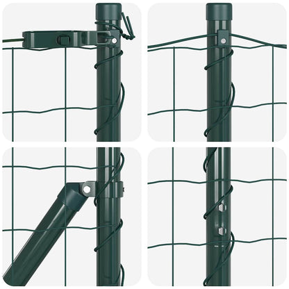 vidaXL Zaun mit Pfosten Grün 1,6 x 10 m Stahl und PVC