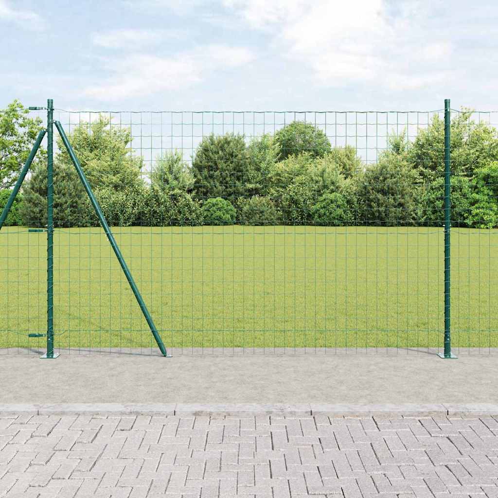 vidaXL Zaun mit Pfosten Grün 1,6 x 10 m Stahl und PVC