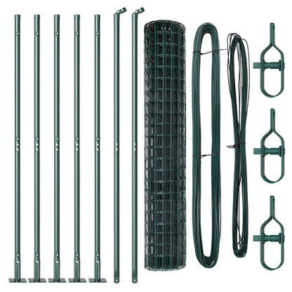 vidaXL Zaun mit Pfosten Grün 1,6 x 10 m Stahl und PVC