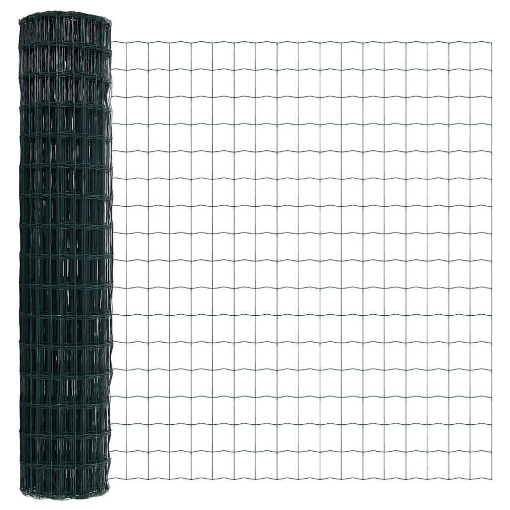 vidaXL Zaun mit Pfosten Grün 1,6 x 10 m Stahl und PVC