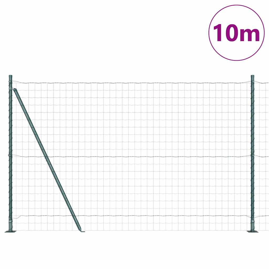 vidaXL Zaun mit Pfosten Grün 1,6 x 10 m Stahl und PVC