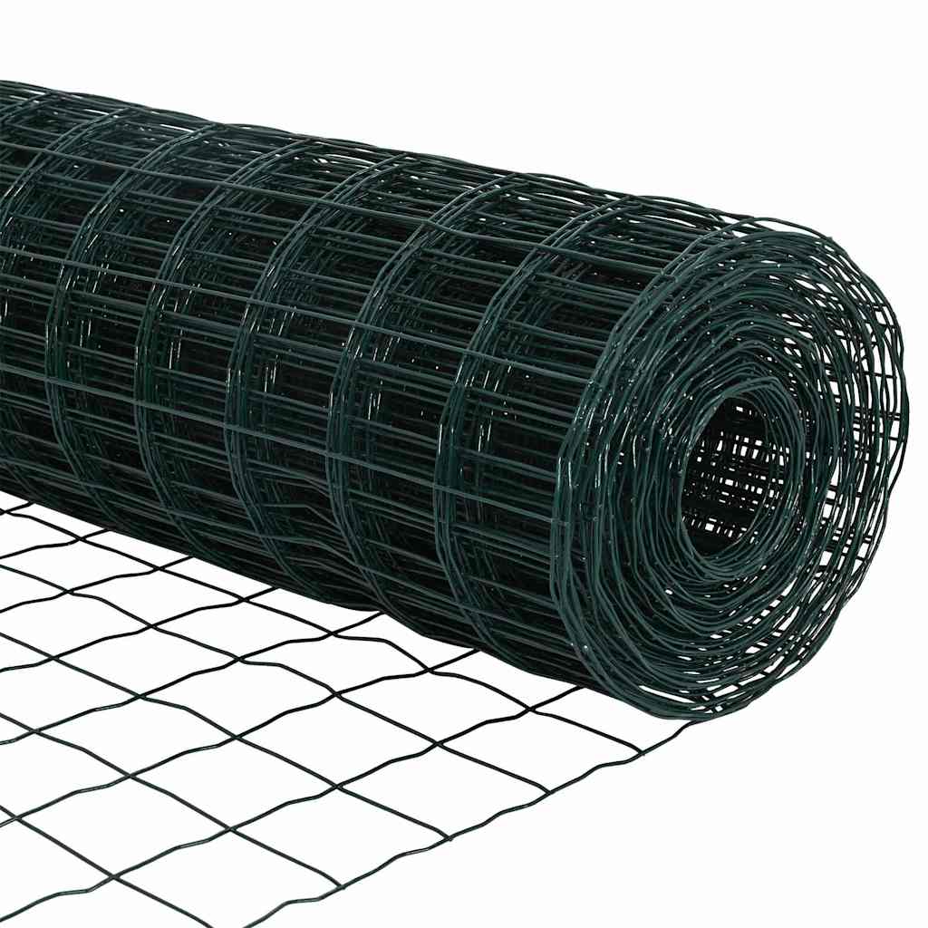 vidaXL Zaun mit Pfosten Grün 0,4 x 25 m Stahl und PVC
