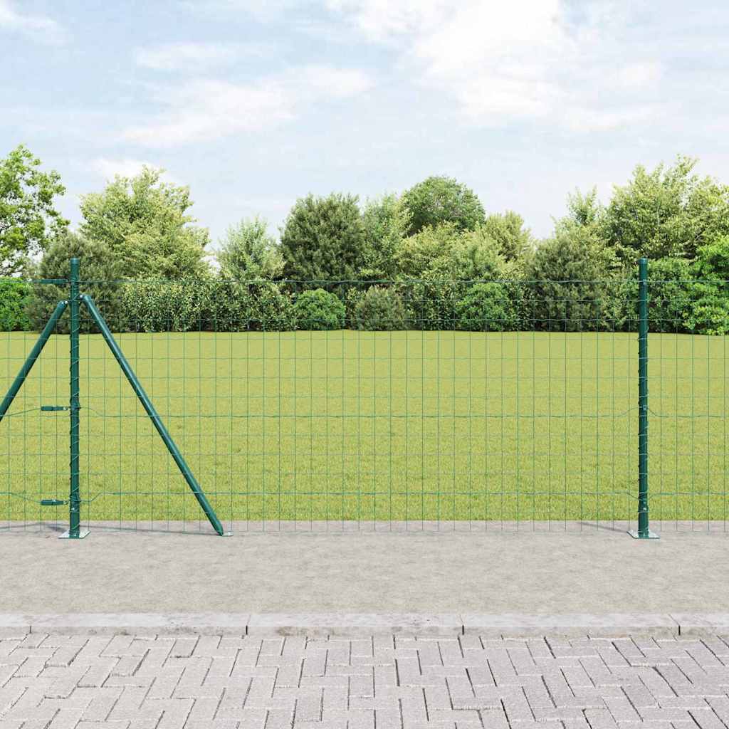 vidaXL Zaun mit Pfosten Grün 1 x 25 m Stahl