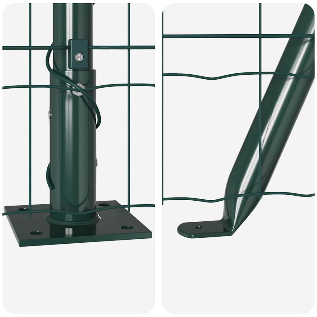 vidaXL Zaun mit Pfosten Grün 0,4 x 50 m Stahl und PVC