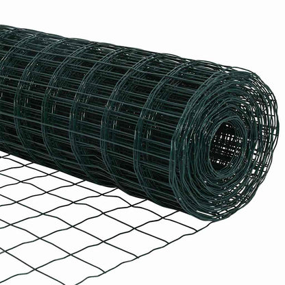 vidaXL Zaun mit Pfosten Grün 0,4 x 50 m Stahl und PVC