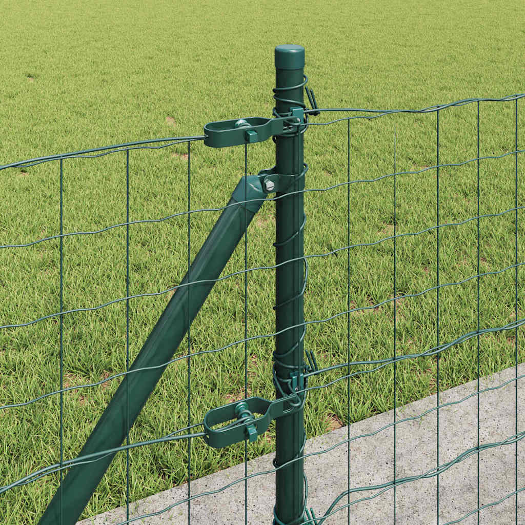 vidaXL Zaun mit Pfosten Grün 0,4 x 50 m Stahl und PVC