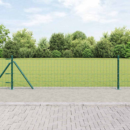 vidaXL Zaun mit Pfosten Grün 0,4 x 50 m Stahl und PVC