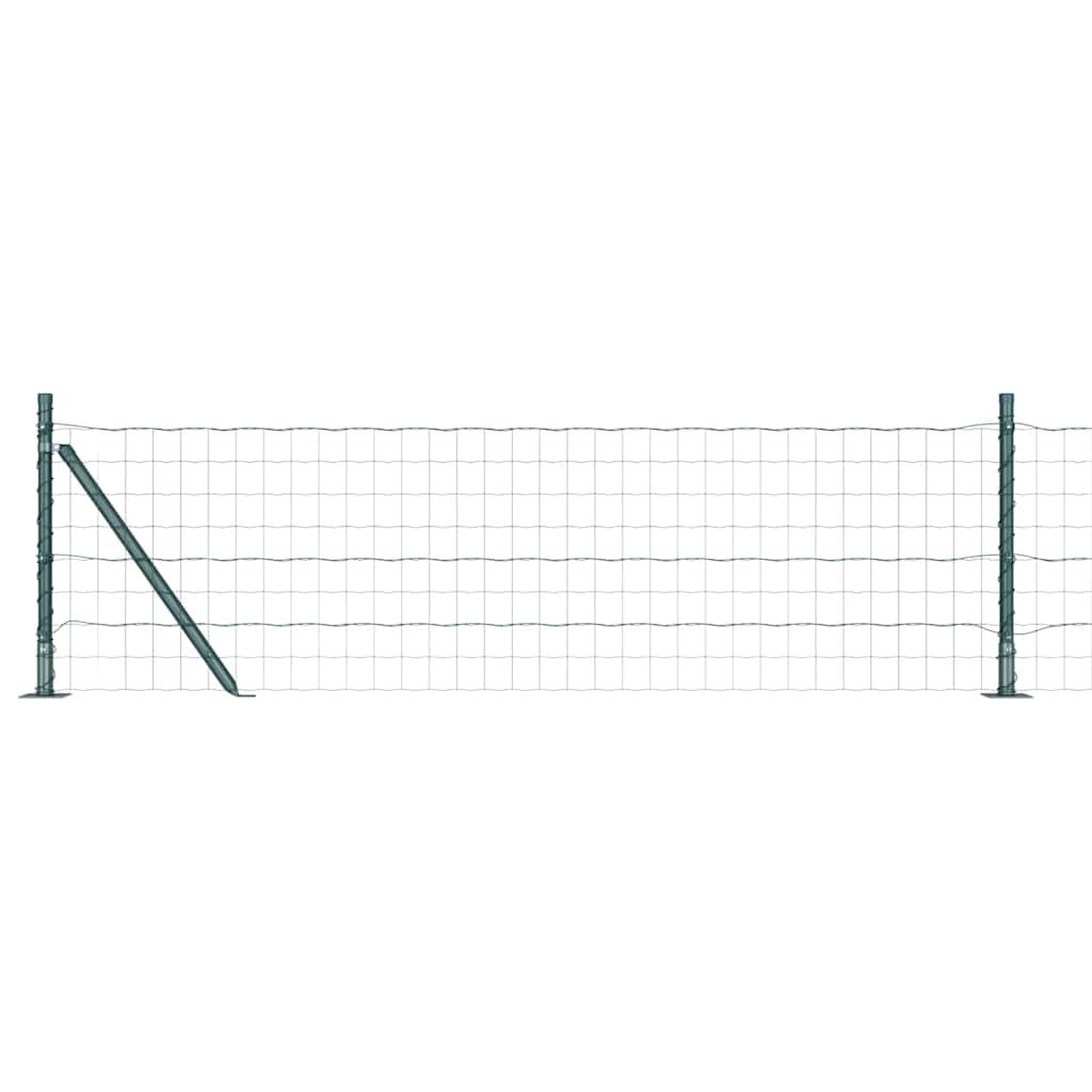 vidaXL Zaun mit Pfosten Grün 0,4 x 50 m Stahl und PVC