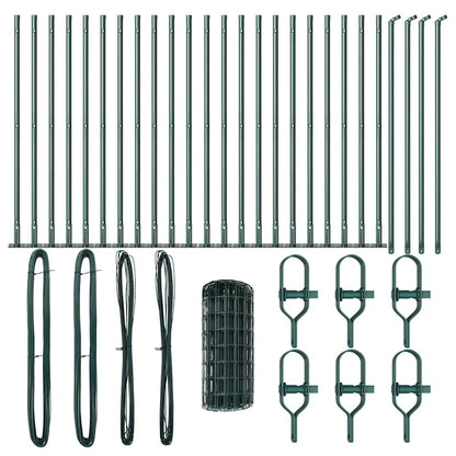 vidaXL Zaun mit Pfosten Grün 0,4 x 50 m Stahl und PVC