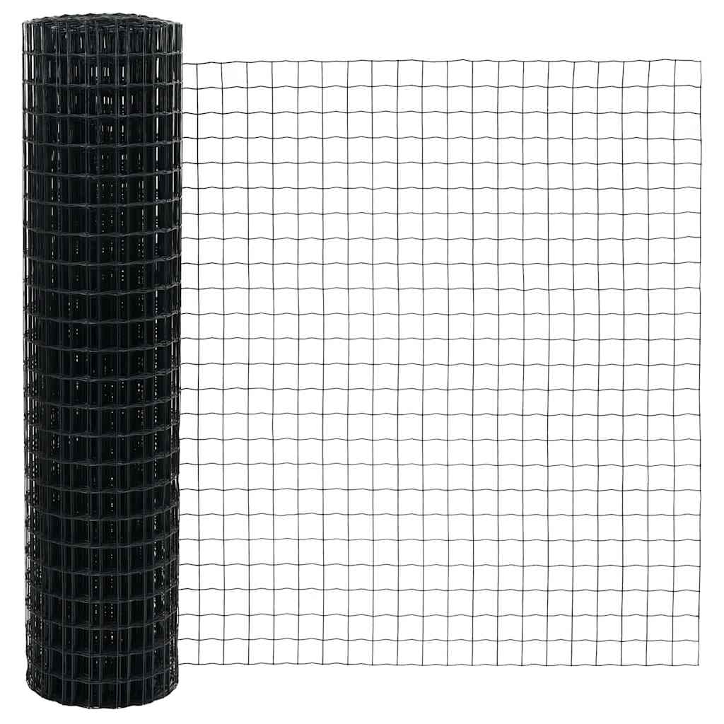 vidaXL Zaun mit Pfosten Grau 0,8 x 10 m Stahl und PVC