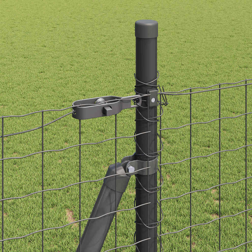 vidaXL Zaun mit Pfosten Grau 1,4 x 10 m Stahl und PVC
