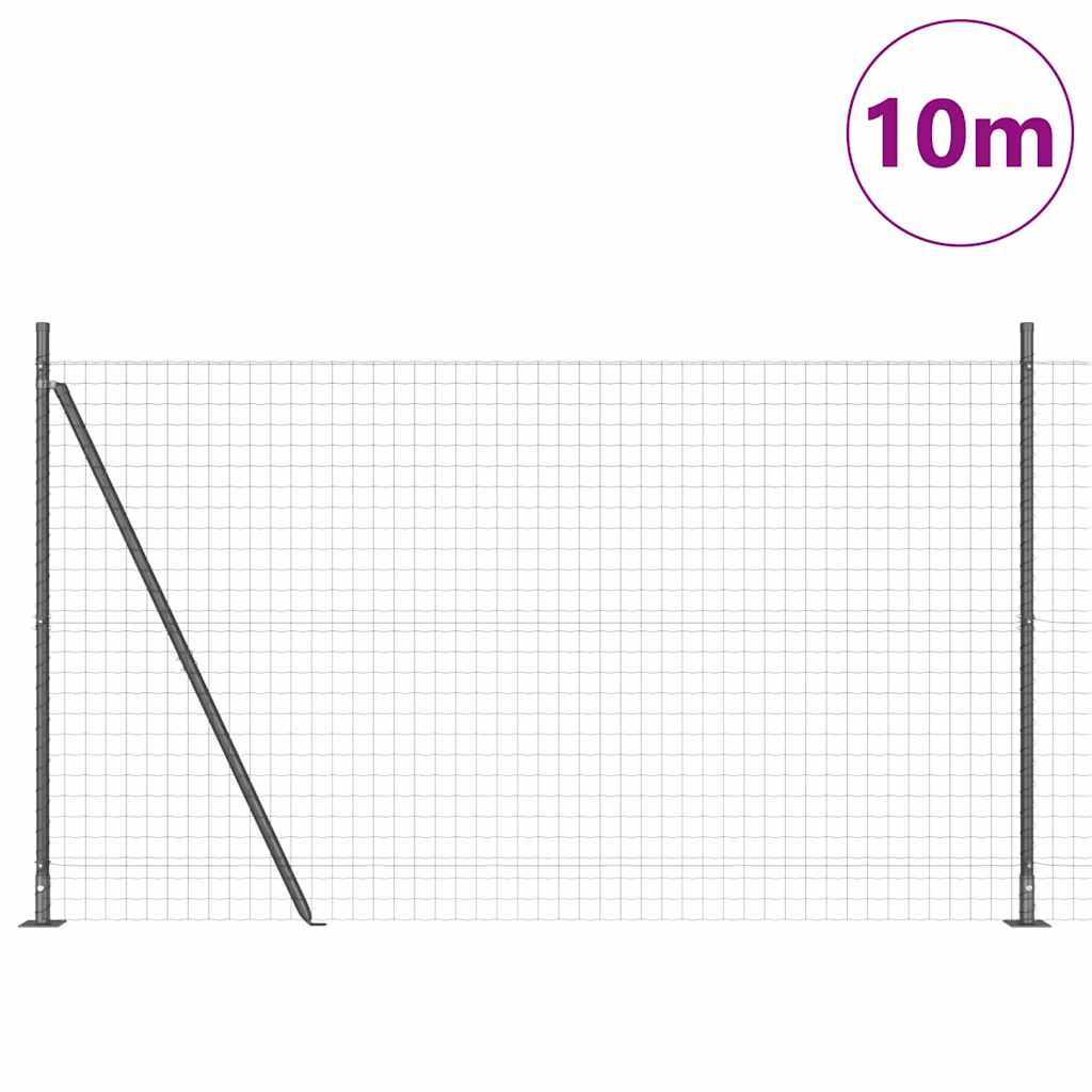 vidaXL Zaun mit Pfosten Grau 1,4 x 10 m Stahl und PVC