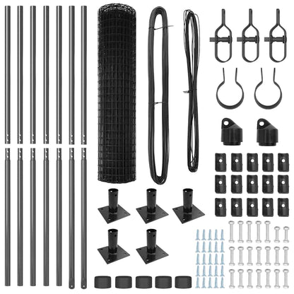 Zaun mit Pfosten Grau 1,2 x 10 m Stahl und PVC