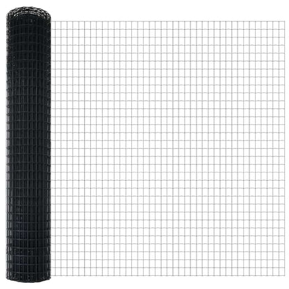 vidaXL Zaun mit Pfosten Grau 1,4 x 10 m Stahl und PVC