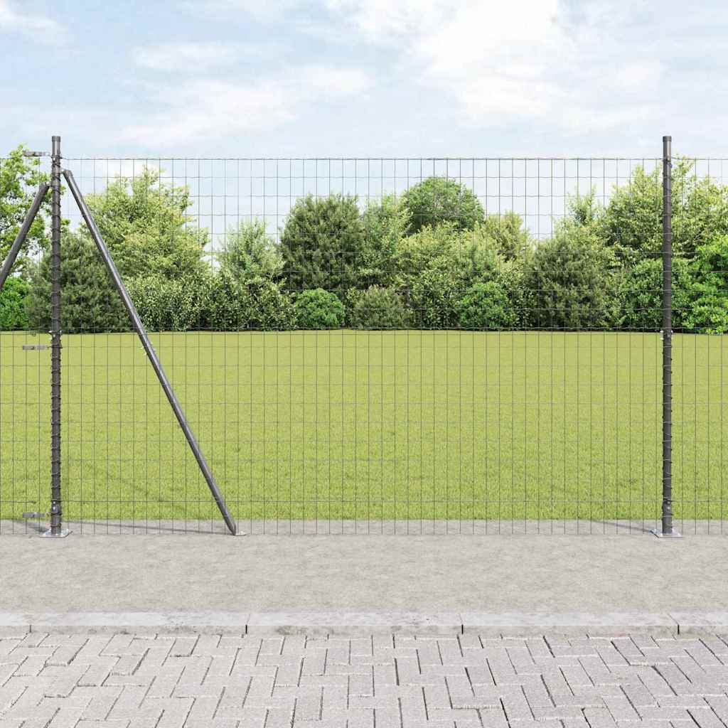 vidaXL Zaun mit Pfosten Grau 1,5 x 10 m Stahl und PVC