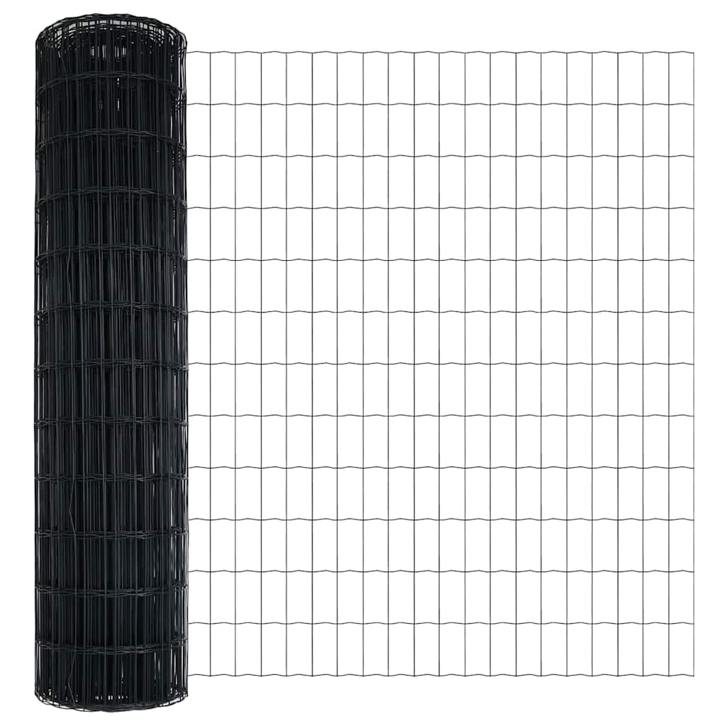 vidaXL Zaun mit Pfosten Grau 0,8 x 10 m Stahl und PVC