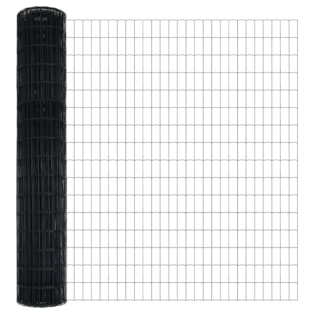 vidaXL Zaun mit Pfosten Grau 1,4 x 10 m Stahl und PVC