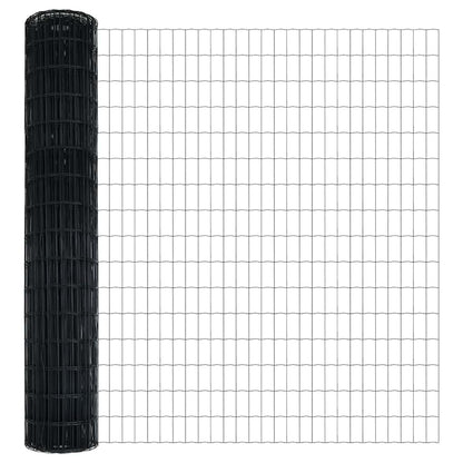 vidaXL Zaun mit Pfosten Grau 1,4 x 10 m Stahl und PVC