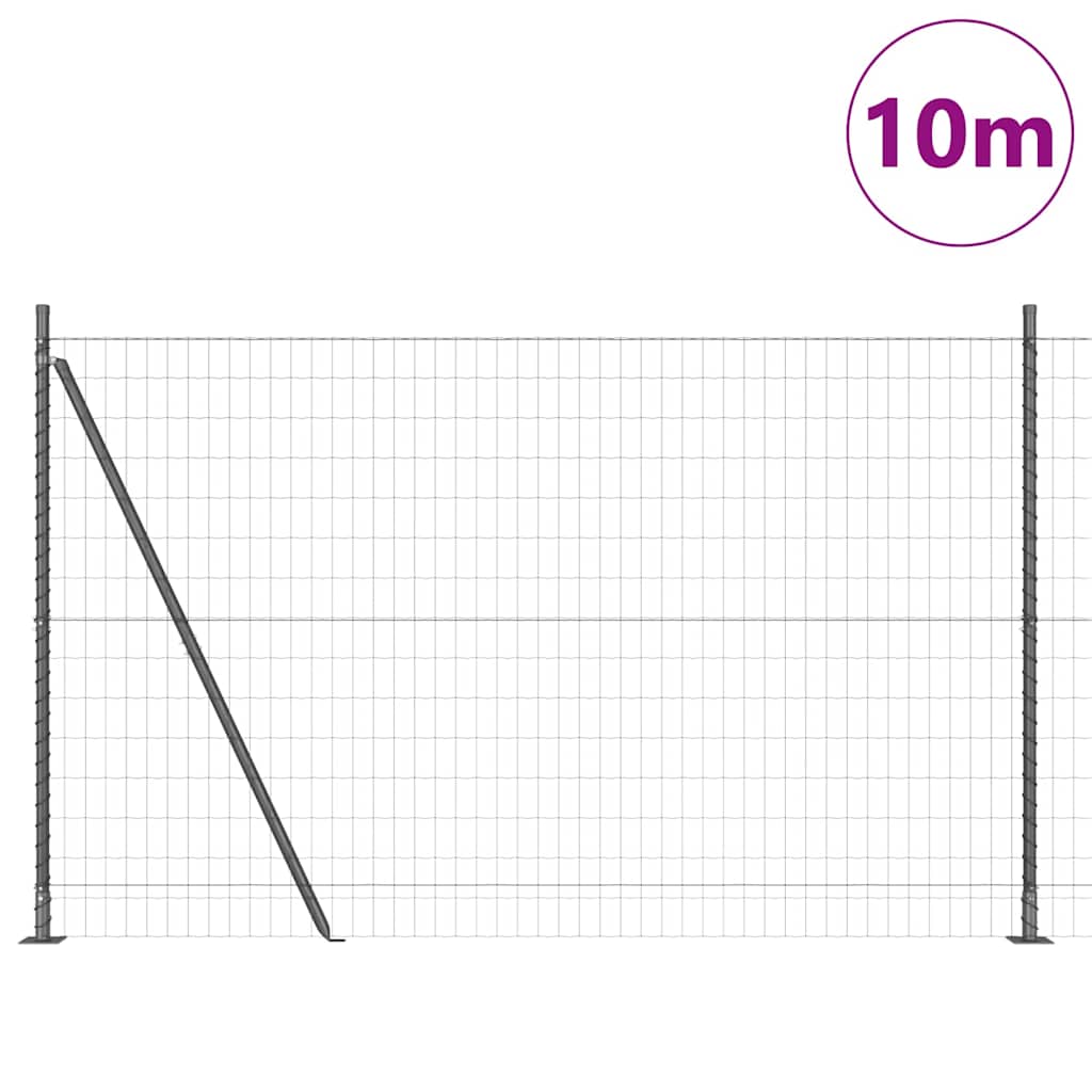 vidaXL Zaun mit Pfosten Grau 1,4 x 10 m Stahl und PVC