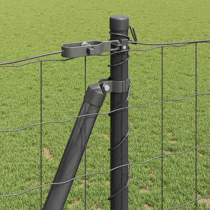 Zaun mit Pfosten Grau 1,2 x 10 m Stahl und PVC