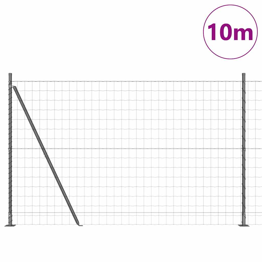 vidaXL Zaun mit Pfosten Grau 1,5 x 10 m Stahl und PVC