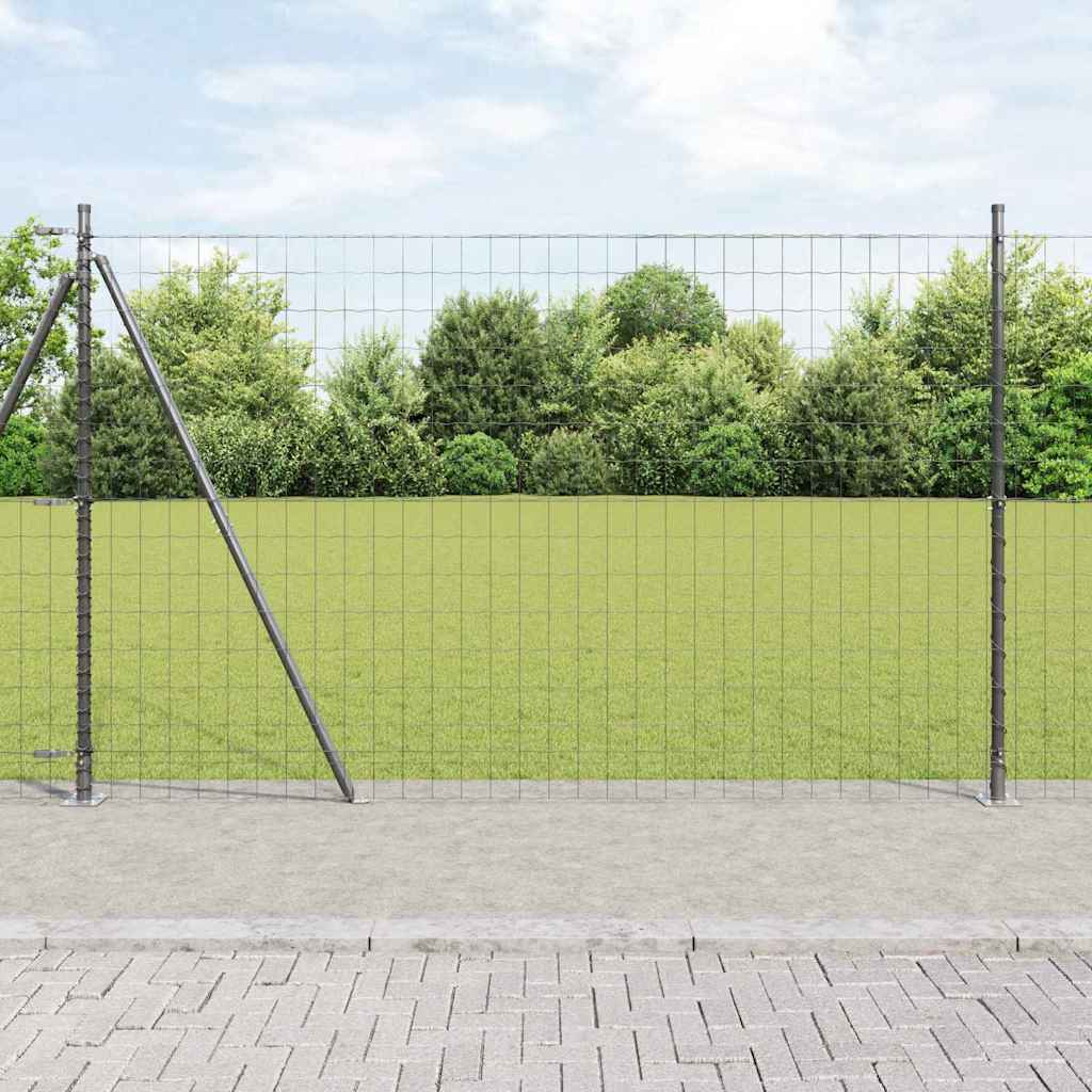 vidaXL Zaun mit Pfosten Grau 1,6 x 10 m Stahl und PVC