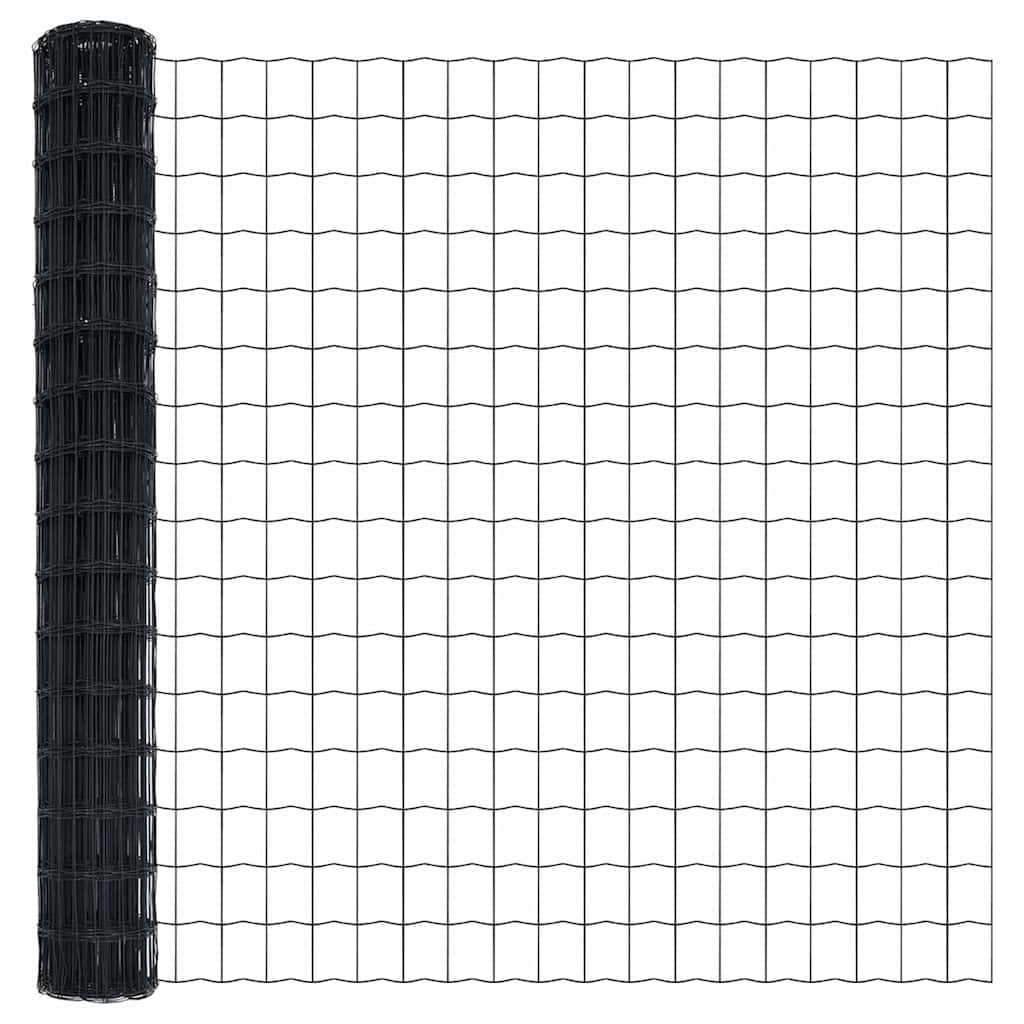 vidaXL Zaun mit Pfosten Grau 1,6 x 10 m Stahl und PVC