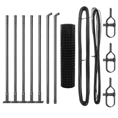 Zaun mit Pfosten Grau 0,4 x 10 m Stahl und PVC