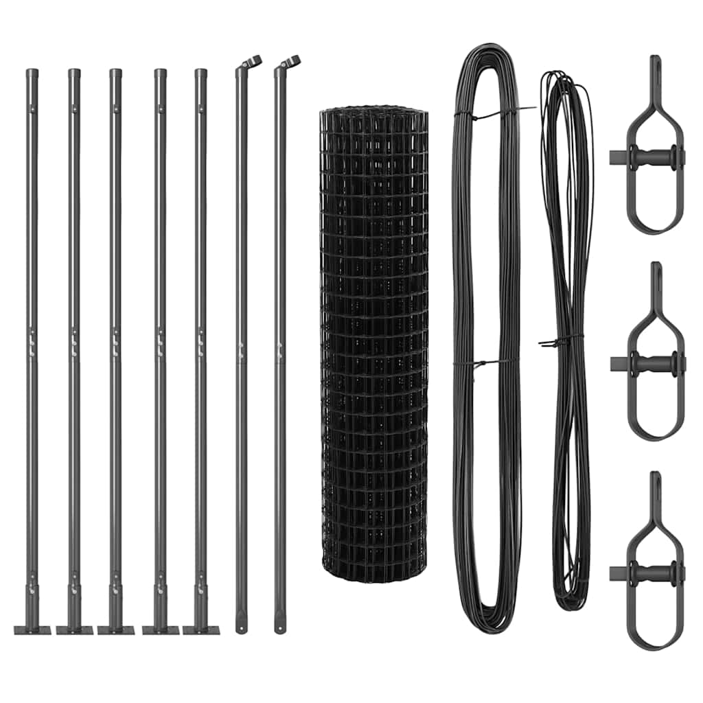 Zaun mit Pfosten Grau 0,8 x 10 m Stahl