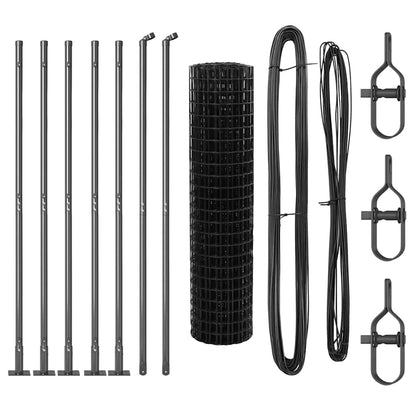 Zaun mit Pfosten Grau 1 x 10 m Stahl
