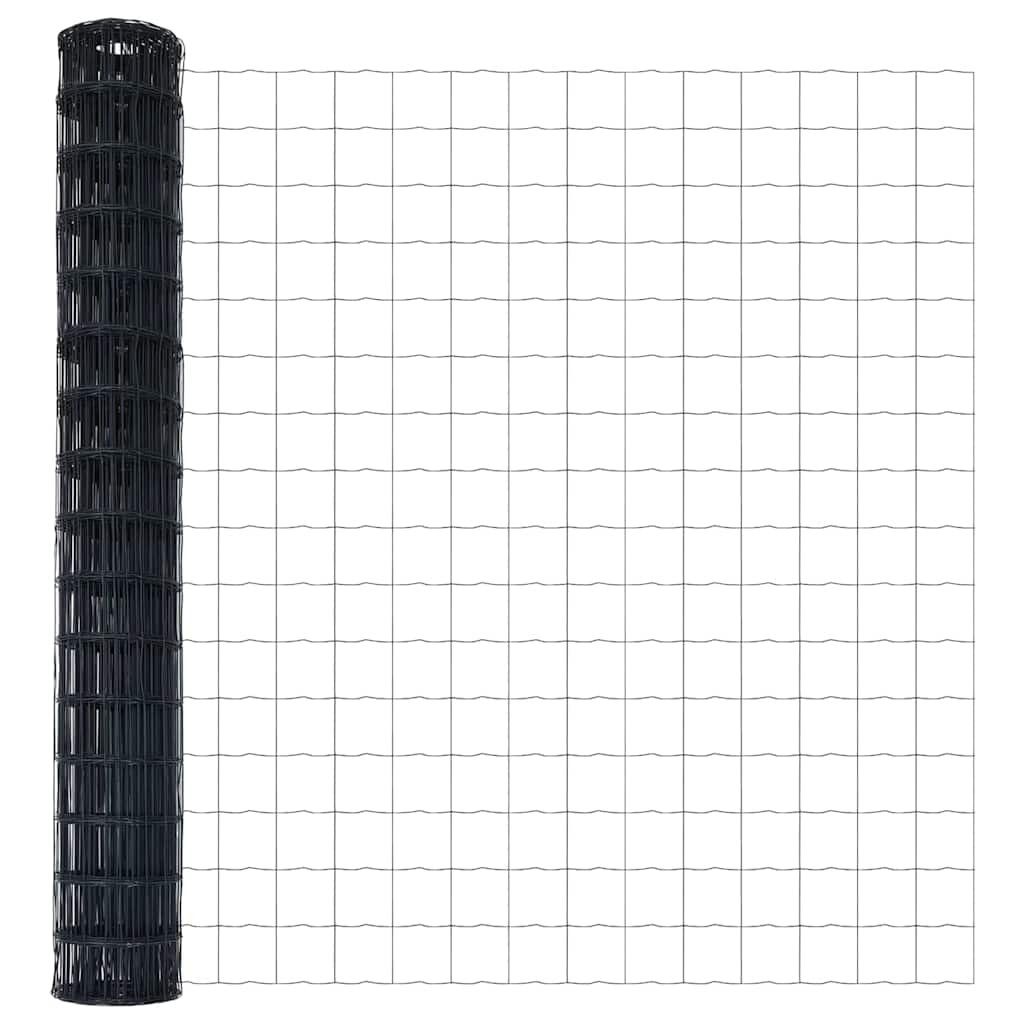 vidaXL Zaun mit Pfosten Grau 1,4 x 10 m Stahl und PVC