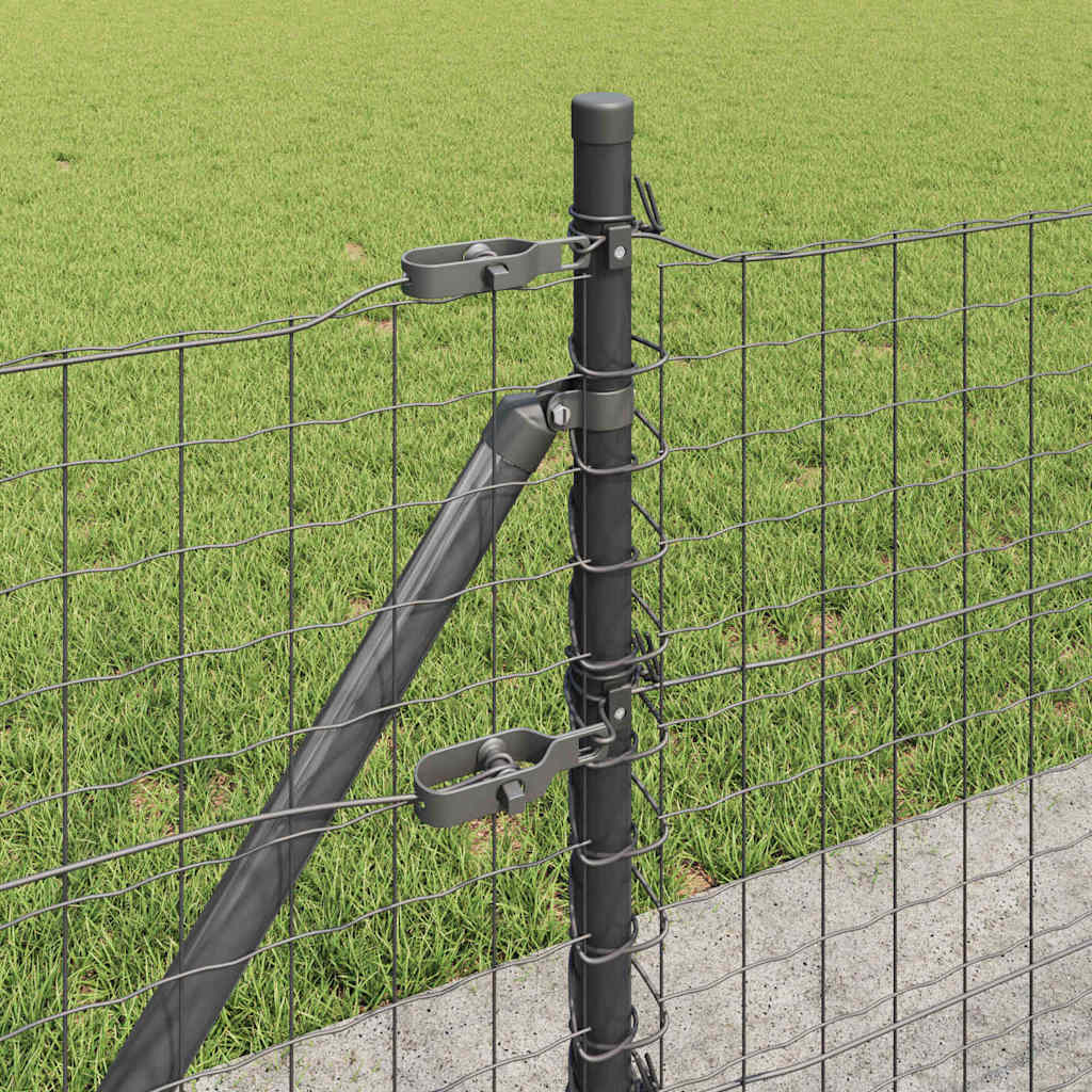 vidaXL Zaun mit Pfosten Grau 0,4 x 25 m Stahl und PVC