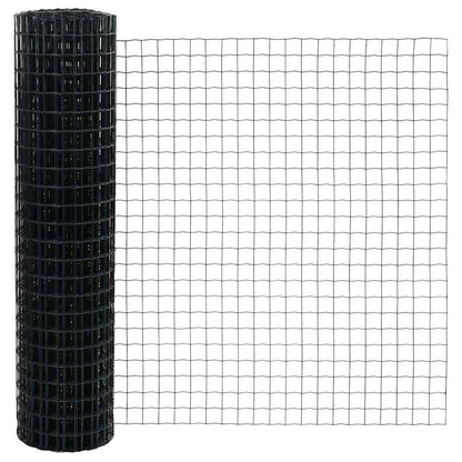 vidaXL Zaun mit Pfosten Grau 1 x 25 m Stahl und PVC