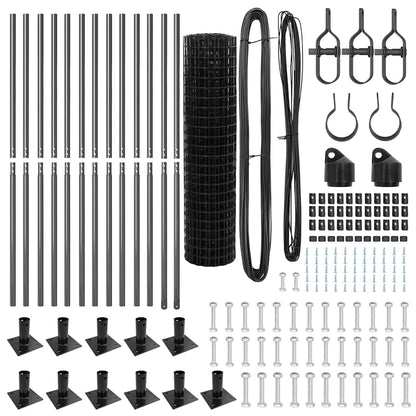Zaun mit Pfosten Grau 1,2 x 25 m Stahl und PVC