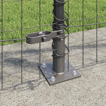 Zaun mit Pfosten Grau 1 x 25 m Stahl und PVC