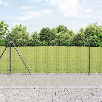 Zaun mit Pfosten Grau 1 x 25 m Stahl und PVC