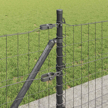 Zaun mit Pfosten Grau 0,4 x 25 m Stahl und PVC