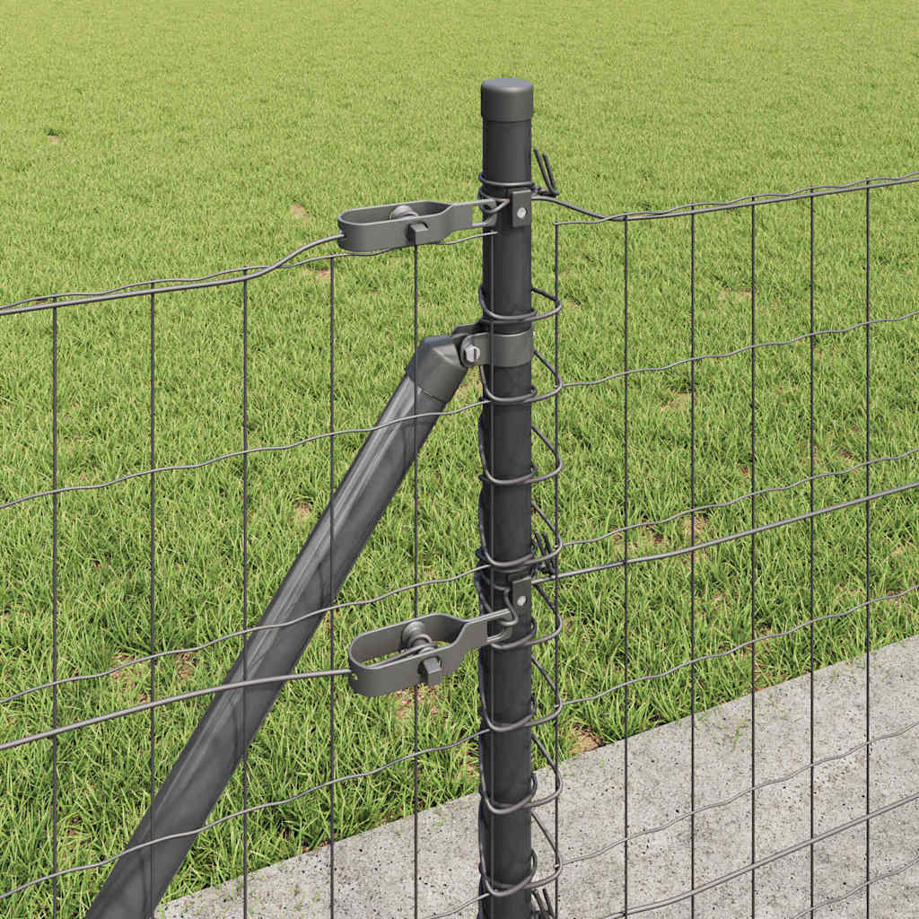 vidaXL Zaun mit Pfosten Grau 0,6 x 25 m Stahl und PVC
