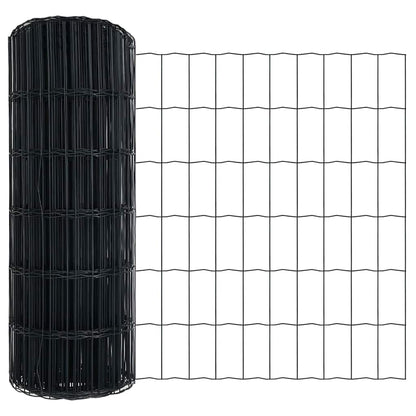 vidaXL Zaun mit Pfosten Grau 0,6 x 25 m Stahl und PVC