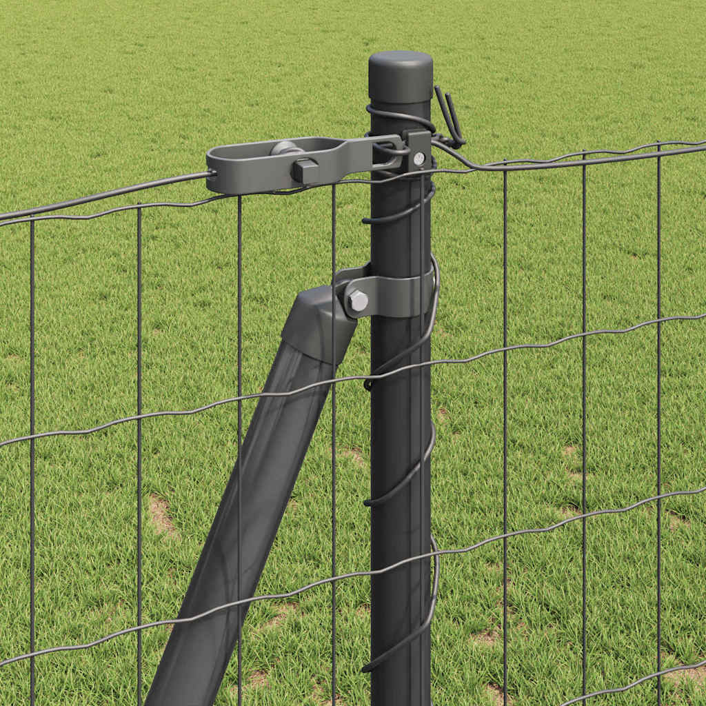 Zaun mit Pfosten Grau 1,2 x 25 m Stahl und PVC