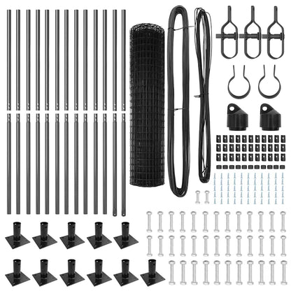 Zaun mit Pfosten Grau 1,2 x 25 m Stahl und PVC