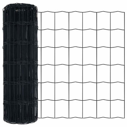 vidaXL Zaun mit Pfosten Grau 0,4 x 25 m Stahl und PVC