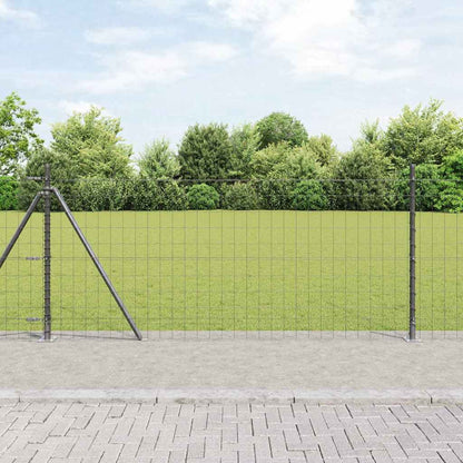 Zaun mit Pfosten Grau 1 x 25 m Stahl und PVC