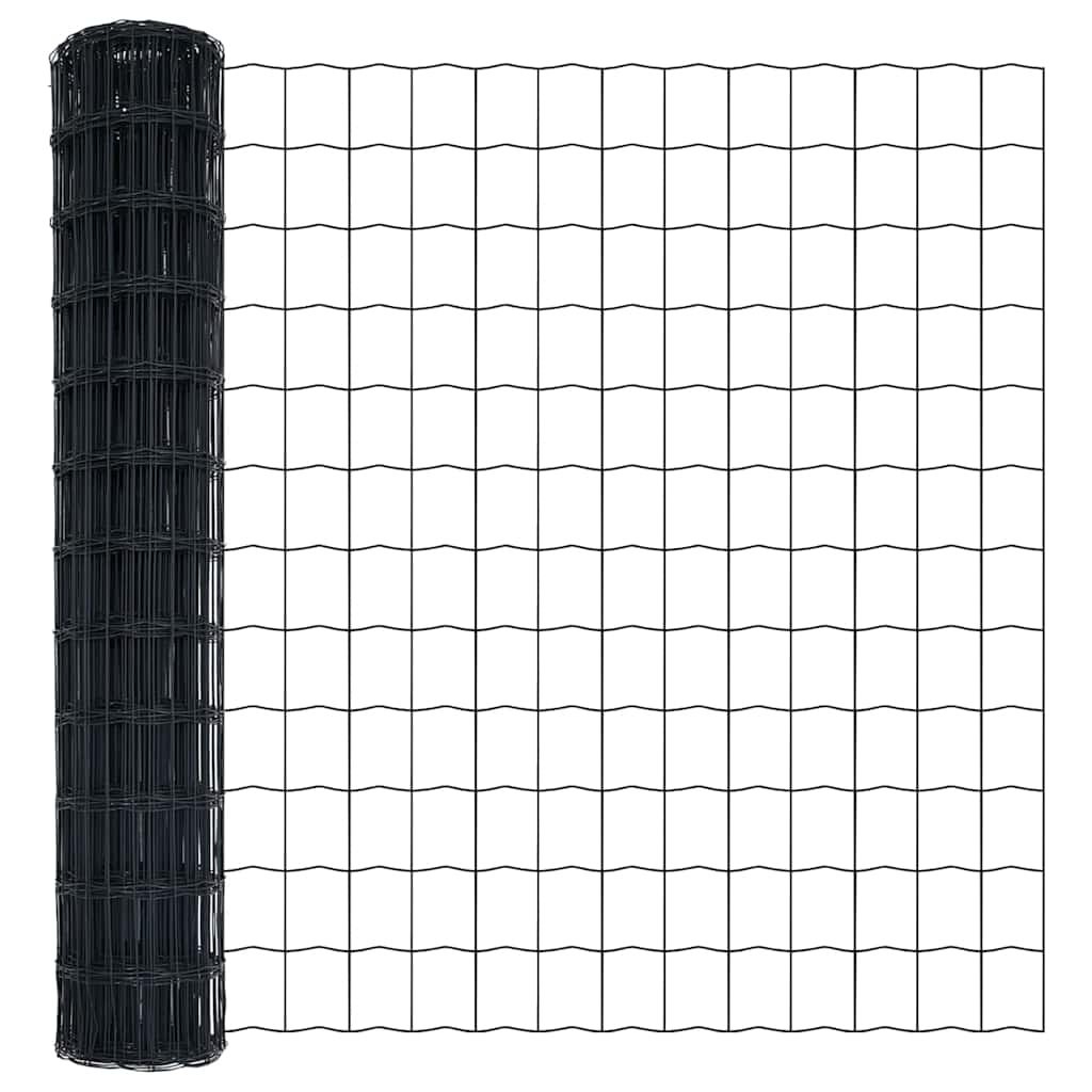 vidaXL Zaun mit Pfosten Grau 1,2 x 25 m Stahl und PVC