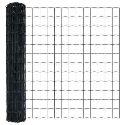 vidaXL Zaun mit Pfosten Grau 1,2 x 25 m Stahl und PVC