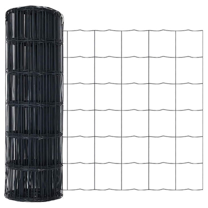 vidaXL Zaun mit Pfosten Grau 0,4 x 25 m Stahl und PVC