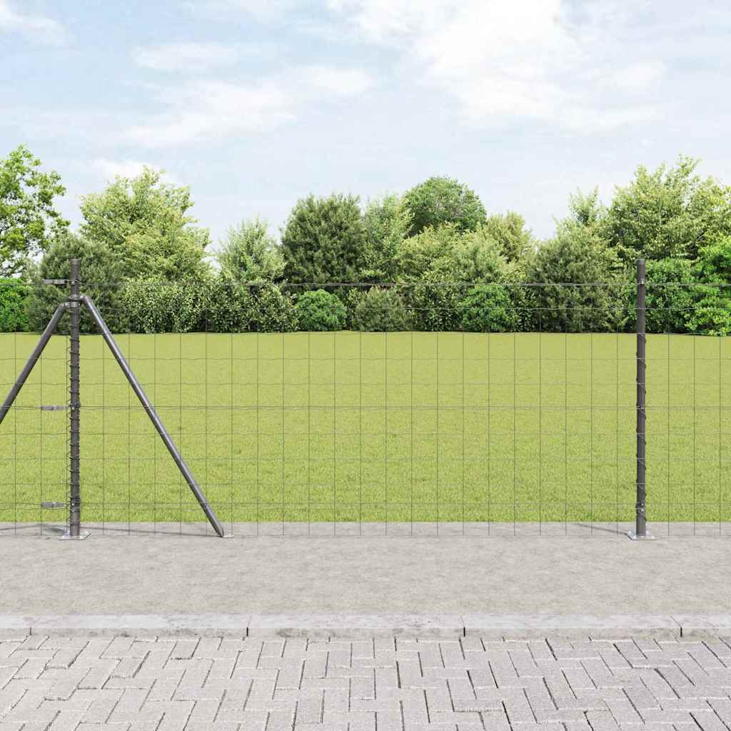 vidaXL Zaun mit Pfosten Grau 1 x 25 m Stahl