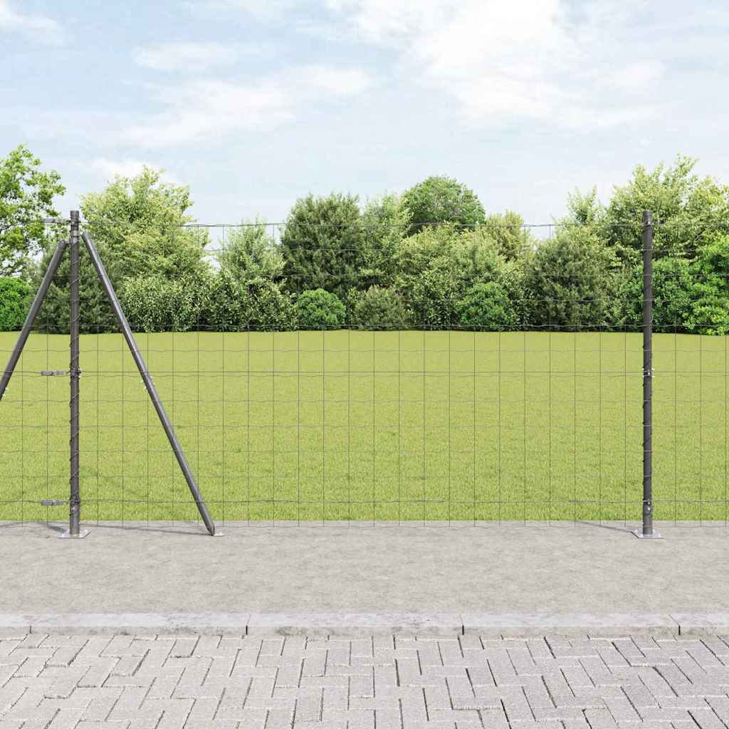 vidaXL Zaun mit Pfosten Grau 1,2 x 25 m Stahl